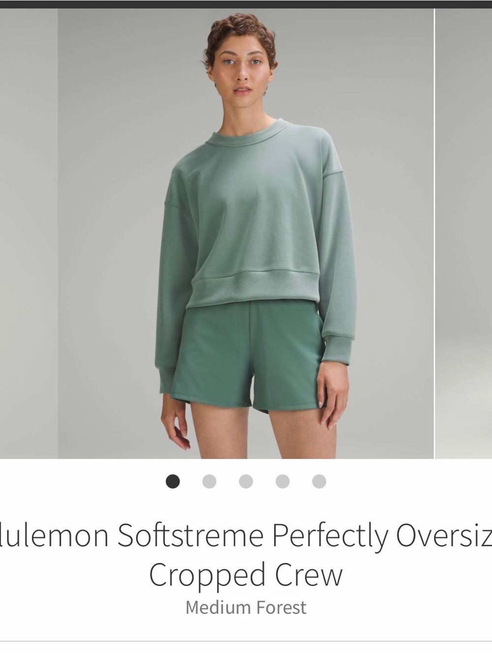 Lululemon Softstreme Cropped Crew Sweatshirt - Medium Forest
